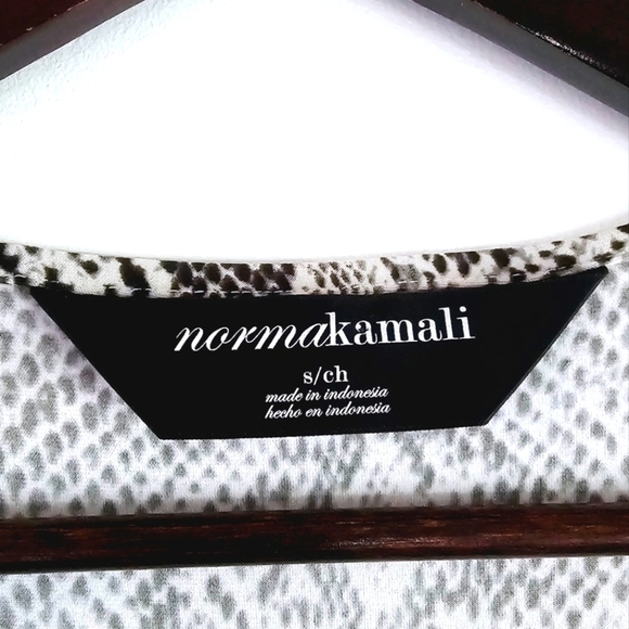 Norma Kamali Snake Skin Print Rushed Short Sleeve Wrap Dress Women's Size S - Picture 5 of 7